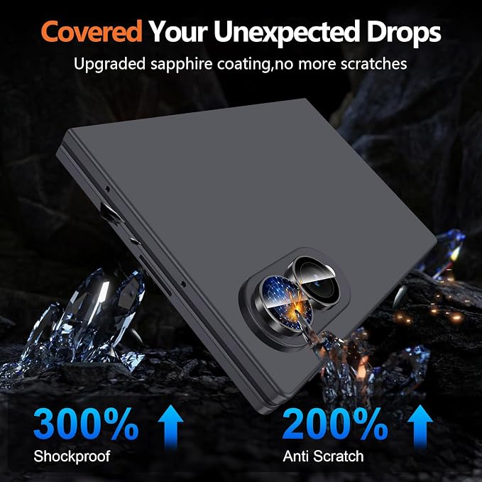 for Samsung Galaxy Z Fold 8 Camera Lens Protector, Individual Metal Ring Tempered Glass Lens Cover, [Strong Adsorption] Scratch Resistant Ultra-Thin HD Clear Lens Cover, 1 Set-Black Ring - Image 5