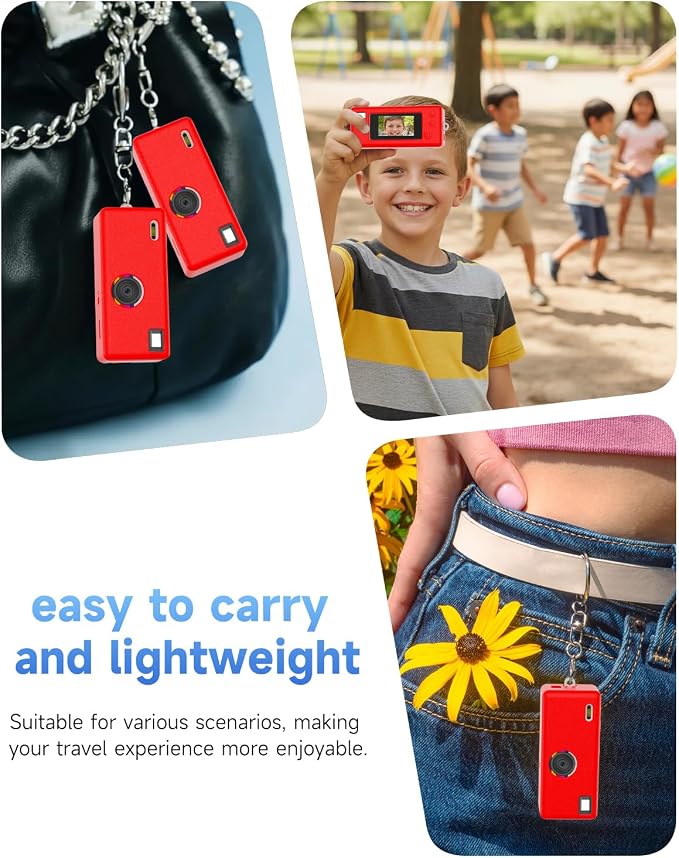 Silicone Case for Kodak CHARMERA Keychain Digital Blind Box accessories,Soft Silicone Protective Case,Comes with Screen Protectors and Wrist Strap - Red - Image 3