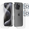 Front and Back Protector for iPhone 15 Pro + Camera Lens Protector | (2+2+2) 9H Hardness, Easy to Install with Alignment Tool,Case Friendly by BIGFLYANTS