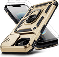 for iPhone 17e Case & iPhone 16e Case with 2X HD Screen Protector & Slide Camera Cover & Rotated Ring Kickstand, Rugged Heavy Duty Protective Phone Case for iPhone 17e/16e 6.1", Gold by Muntinfe