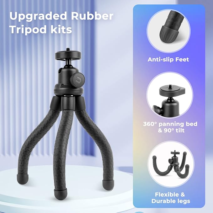 UBeesize Phone Tripod, UBeesize 12 Inch Flexible Cell Phone Tripod Stand Holder with Wireless Remote Shutter & Universal Phone Mount, Compatible with Smartphone/DSLR/GoPro Camera - Image 3