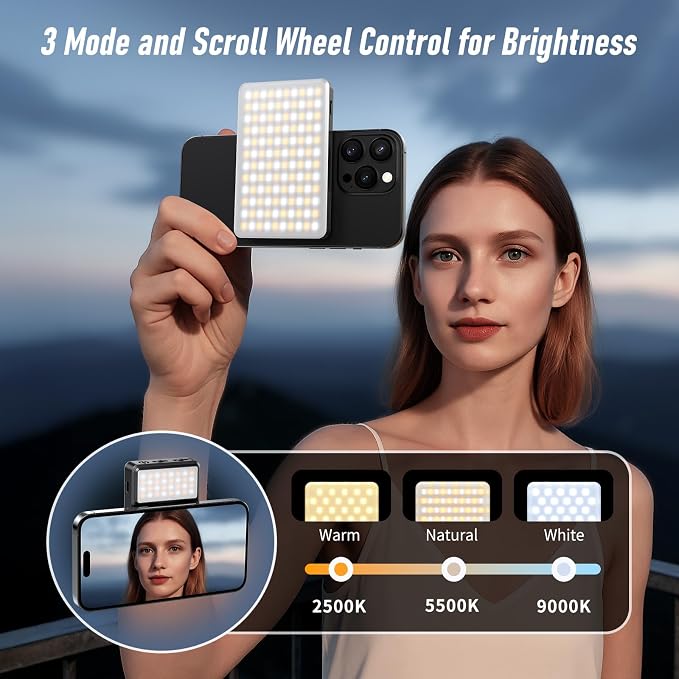 Magnet Phone Light, 160 LED Dual Side Selfie Light Compatible with iPhone Magsafe, 3 Lighting Adjustment Modes, Selfie Lights for iPhone/iPad/Camera/Photography/TikTok/Vlog/Video/Zoom Calls - Image 2