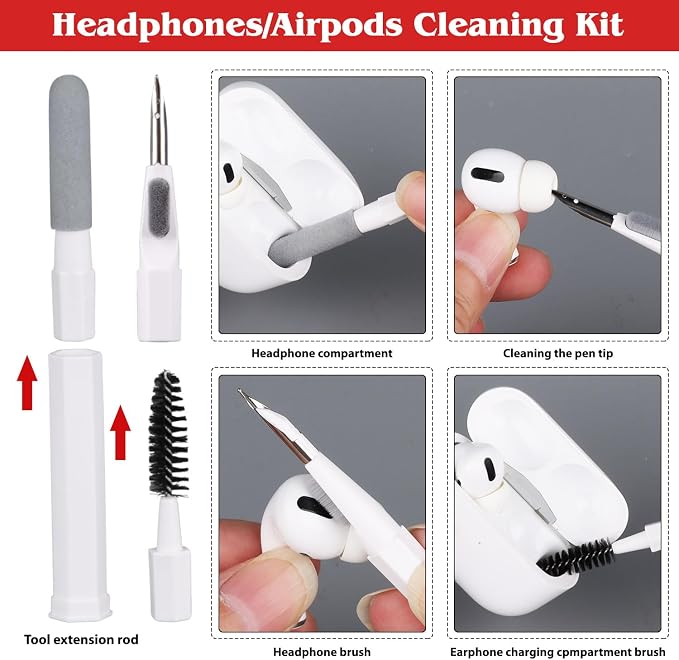 20-in-1 Phone Cleaning Kit,Computer Keyboard Brush Cleaner, Screen Electronic Cleaner Kit for Laptop, AirPods, MacBook, Cell Phone, IPad, Car, Lego, Device, Earbuds, Camera Lens - Image 3