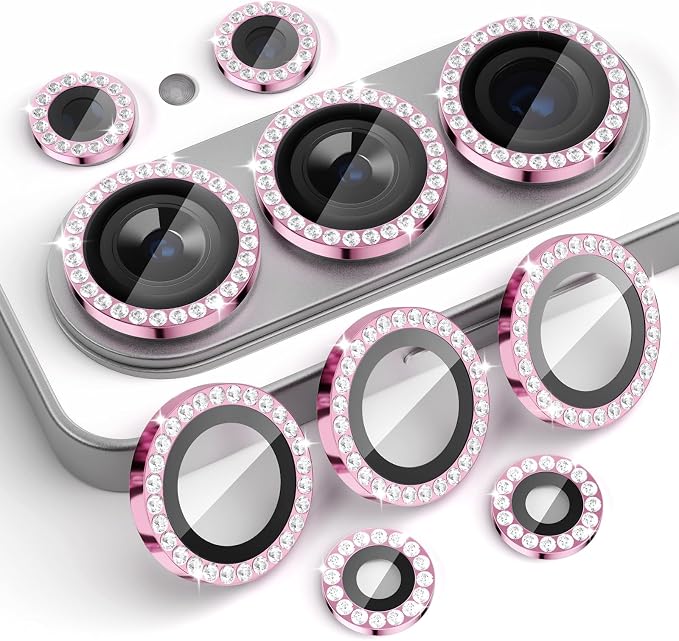 Camera Lens Protector for Samsung Galaxy S26 Ultra, Diamond Pink | Tempered Glass, Auto-align Tray, Easy Installation, Case Friendly, Anti-Scratch, HD Clear, Ultra Slim by Rayorcon