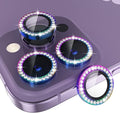 Choiche for iPhone 14 Pro/iPhone 14 Pro Max Camera Lens Protector | Ultra HD, Bling 9H Tempered Glass Camera Cover Screen Protector Metal Ring Decoration Accessories (Diamond-Colorful) by Choiche