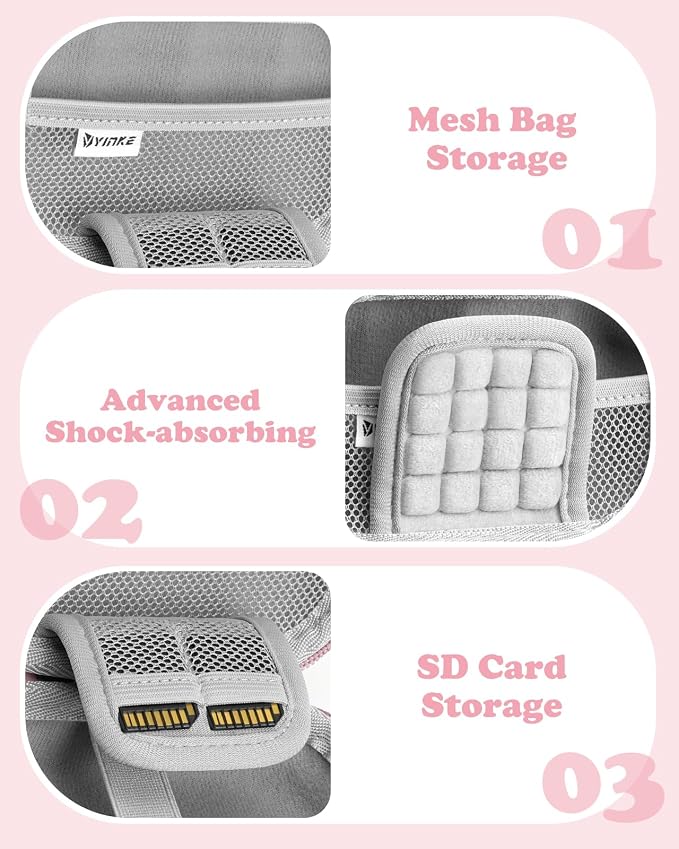 Digital Camera Case for CAMKORY/KODAK PIXPRO with SD Card Storage, Pink | Small Hard Shell Bag Compatible with CAMKORY DC403/ KODAK PIXPRO FZ55/ FZ45/ STUOGYUM DC402-AF for Travel - Image 3