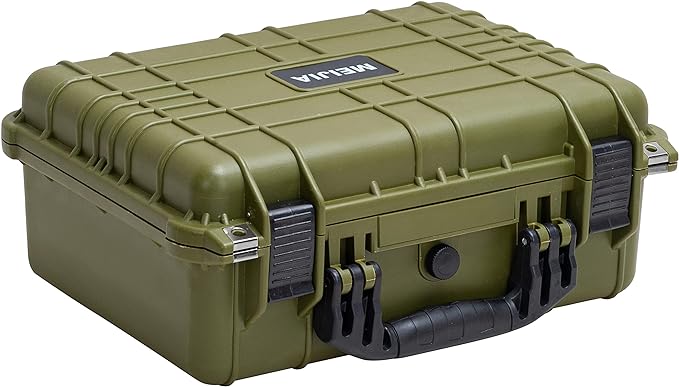 MEIJIA All Weather IP67 Waterproof Hard Camera Case,Hard Protective Case,Hard Case with Customizable Foam,Fit Use of Drones,Camera,Equipments,Pistols(Green,15.98x12.99x6.85inches) by MEIJIA