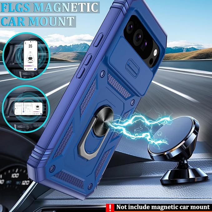 Gritup for Google Pixel 10 Pro XL Case with Screen Protector*2 | Magnetic Stand & Slide Camera Cover, Shock Proof Military-Grade Phone Case, Blue - Image 6