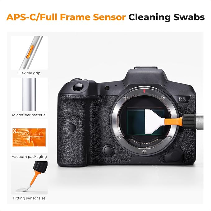 K&F CONCEPT Versatile Switch Lens Cleaning Pen for Camera Screen VR Glasses | 24mm Full-Frame Swab X6,Suede Carbon Head X2,Soft Brush,Aluminum Alloy Pen Body,Individually Packed,Portable and Hygienic - Image 4