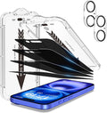EZ-GLAZ-4+2 Pack for iPhone 16 Privacy Screen Protector (6.1") | 2-Pack Lens Protectors, Alignment Kit, Easy Installation, 9H+ Tempered Glass, Scratch Resistant, 28° Privacy Protection by EZ-GLAZ