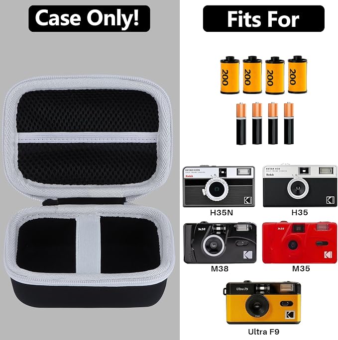 RIYADAone Case for KODAK EKTAR H35/H35N/Ultra F9/M35 Half Frame Film Camera | Hard Shell Shockproof, Portable Camera Storage, Mesh Bag Organizer, Lightweight Travel - Image 3