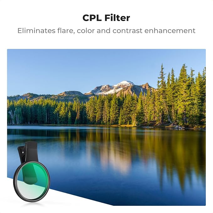 K&F CONCEPT 67mm Clip-on CPL Phone Camera Lens Filter Kit | Circular Polarizer Polarizing Filter Compatible with iPhone 17 16 15 14 13 12 11, FP101 - Image 2