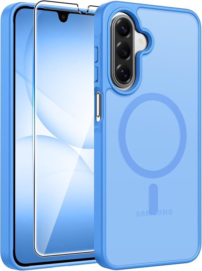 FNTCASE for Galaxy A17/A16 5G Phone Case, Fit for Magsafe, Screen Protector | Translucent Matte, 14FT Military Grade Drop Protection, Slim Shockproof Protective, for Samsung A 17 A 16 Cover, Ice Blue by FNTCASE