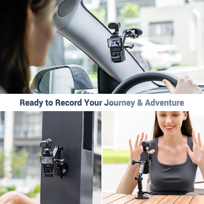 JJC Suction Cup Mount for DJI Osmo Pocket 4 3 Xtra Muse,with Extension Arm | Modular Foldable Car Mount Windshield Dashboard Hood Holder with Cold Shoe Mount,Expansion Adapter,Detachable - Image 8