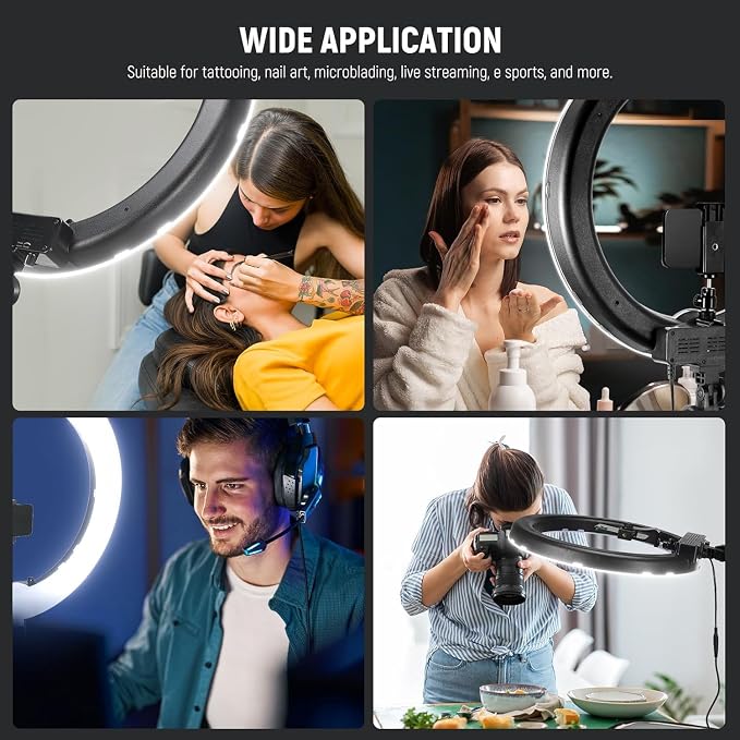 NEEWER RL-18 18 Inch Ring Light with Tripod Stand, 55W Large LED Ringlight | Cold Shoe, Phone Holder, Compatible with iPhone Camera, for Video Recording Photography Streaming Selfie Makeup Studio Photo - Image 8