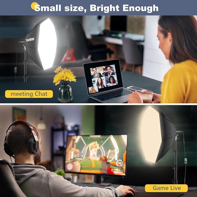 Torjim Softbox Photography Lighting Kit | 20" X 20" & 85W LED Studio Light | Soft Diffusion For Even Light | 3000-7500K Adjustable LED Bulbs for Studio Photo Video Recording Live Streaming Portraits - Image 4