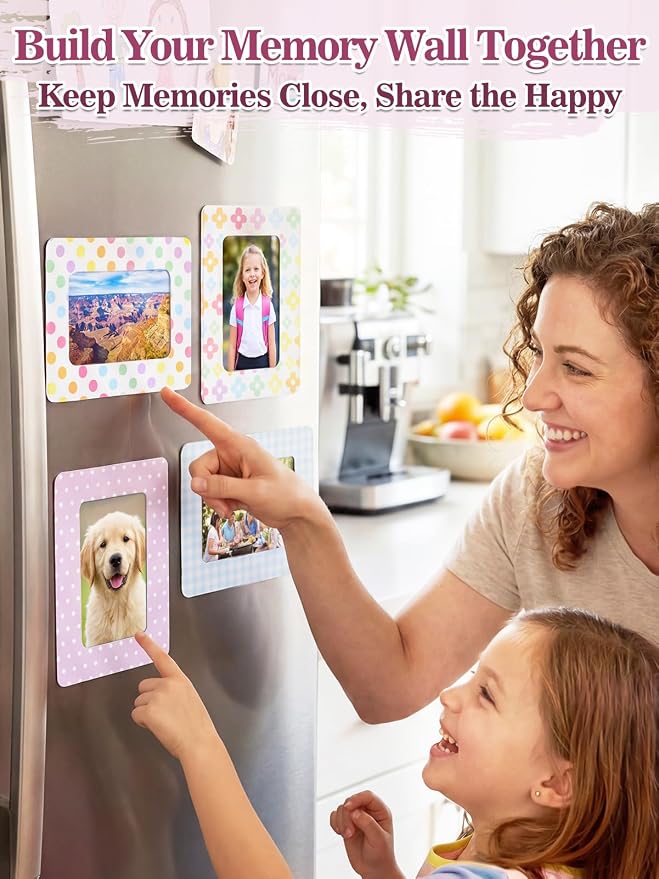 12Pcs Magnetic Picture Frames for 4"x6" Photo, Locker Accessories for Girls | 6 Colors, Cute Back to School Gifts, Classroom Decorations Supplies, Refrigerator Decor, Pastel - Image 7
