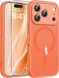 FNTCASE for iPhone 17 Pro Max Case, Fit for Magsafe, Screen Protector | Full Camera Protection, Translucent Matte, 14FT Military Grade Drop Proof, Shockproof Protective Phone Cover, Orange by FNTCASE