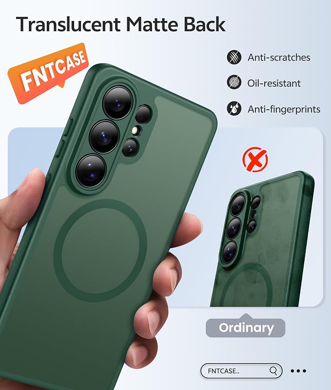 FNTCASE for Samsung Galaxy S26 Ultra Case, Compatible with Magsafe Green | Screen Protector, Full Camera Protection, Translucent Matte, 14FT Military Grade Drop Proof, Protective Phone Cover - Image 6