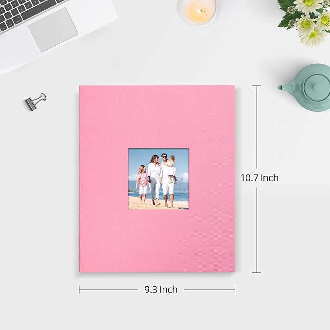 Mublalbum 2 Pack Small Photo Album 8x10, 52 Pockets, Linen Cover,Pink | Linen Cover with Display Window, 52 Vertical Pockets, Portable Mini Picture Book for Artwork Postcards, Picture Storage - Image 2