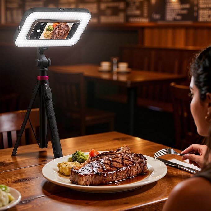 Tripod for iPhone with Light, Portable 15W Ring Light with Stand and Phone Holder for Video Recording, 6000mAh Magnetic Phone Tripod with Light 2500K-9000K for Food Hunt,Mukbang Video,Vlogging,CRI＞95 - Image 2