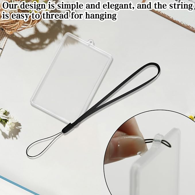 4Pcs Flip-Top Transparent Card Holder Car Hanging Photo Frame with Black Rope, Car Picture Holder Decor, Custom Rear View Mirror Hanging Picture Photo Ornament - Image 3