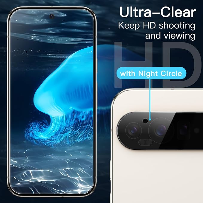 JETech Screen Protector for Google Pixel 9 Pro XL, 2+2 Pack | with Camera Lens Protector, HD Clear Tempered Glass, Anti-Scratch Protection, Easy Installation Tool - Image 6