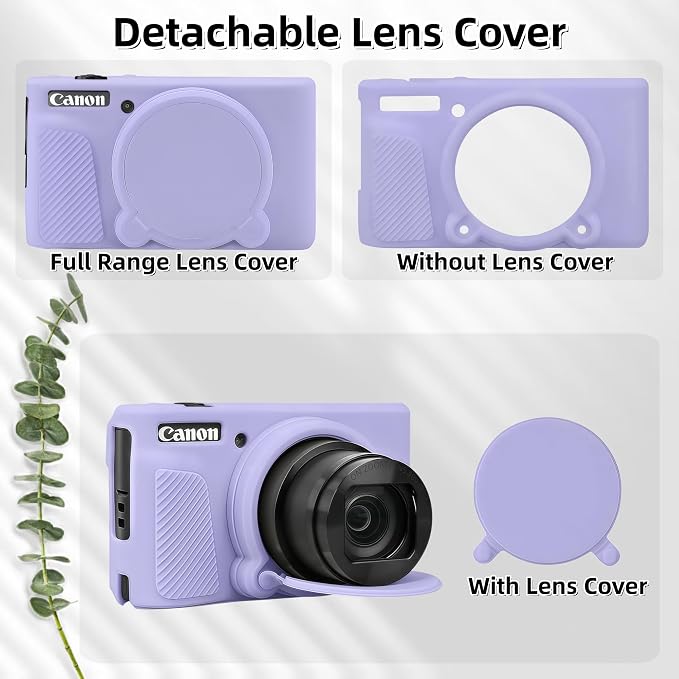 Camera Case for Canon PowerShot SX740/ SX730 Digital Camera, SX740 HS Case | Soft Silicone Protective Case Removable Lens Cover, Comes with 2 Screen Protectors and 1 Wrist Strap. (Lilac) - Image 4