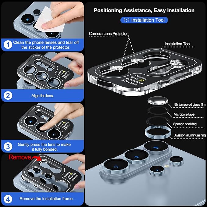 WSKEN for Samsung Galaxy S26 Ultra Camera Lens Protector - Ultra Thin | Case Friendly, 9H Shatterproof Tempered Glass, Anti Scratch Metal Circle, Camera Screen Protector Cover Accessories, Blue - Image 6
