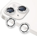 for iPhone 13 Mini & iPhone 13 Camera Lens Protector, Bling Glitter 9H Tempered Glass Camera Cover Anti Scratch Shockproof Screen Protector Individual Ring - 2Pcs Glitter Silver by Hsefo