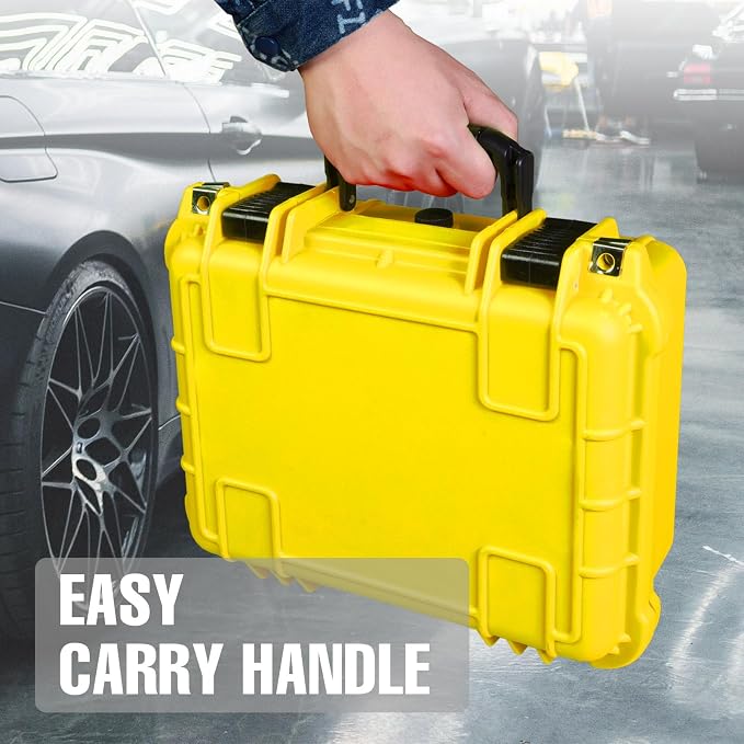 Jack Boss 14x 11.5x 6.5 Inch Hard Case, Portable Weather Waterproof Protective Camera Case with Customizable Foam, Fit Use of Drones, Camera, Equipments, Yellow - Image 6