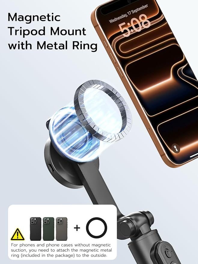 USKEYVISION 49'' Magnetic Selfie Stick Tripod with Light & Remote (SPT-02) | 360° Rotatable Magnetic Tripod with Ring Light for iPhone & Android, Content Creator Essentials for Tiktok Video Recording - Image 2