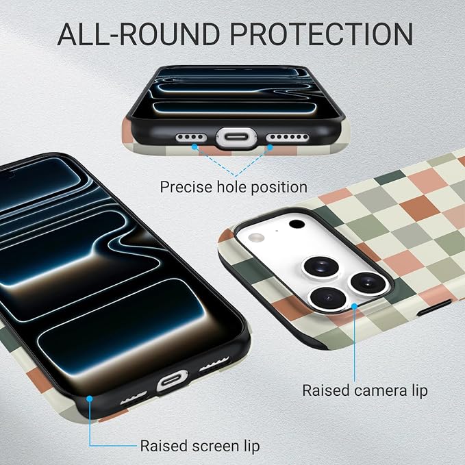 TPU Phone Case for iPhone 17 Pro Max, MagSafe Wireless Charging Compatible, Shockproof Slim Fit Protective Cover with Anti-Yellowing & Raised Camera Protection (Grid 6, iPhone 17 Pro Max(6.9")) - Image 3