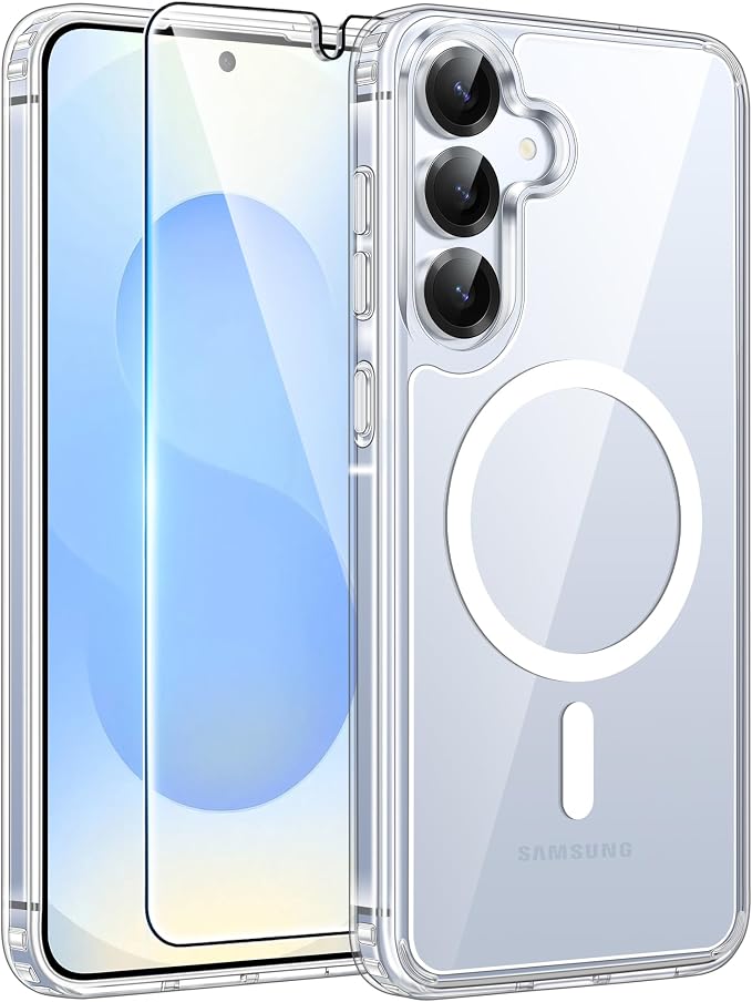 FNTCASE for Samsung Galaxy S25/S24 Plus Case Clear, Fit for Magsafe | Screen Protector, Anti Yellowing Magnetic Back, 14FT Military Grade Drop Protection, Shockproof Protective Phone Cover by FNTCASE