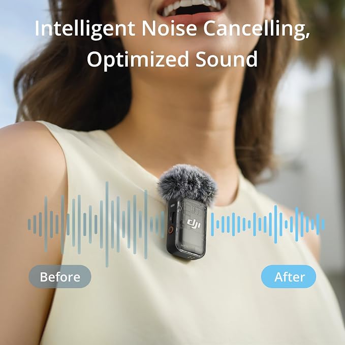 DJI Mic 2 (1 TX + 1 RX), Wireless Mic with Intelligent Noise Cancelling | 32-bit Float Internal Recording, Optimized Sound, 250m (820 ft.) Range, Microphone for iphone, Android, Camera, Vlogs - Image 4