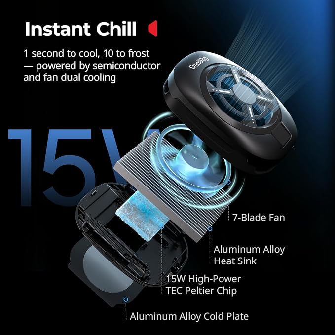 SmallRig Universal Hyper Chill Cooling Phone Cage for iPhone/Android, with 15W Active Cooler & 2-in-1 USB-C Adapter & Power Bank Holder, Compatible 2.5-3.1" Phones, Live Streaming Video Shooting-5275 - Image 2