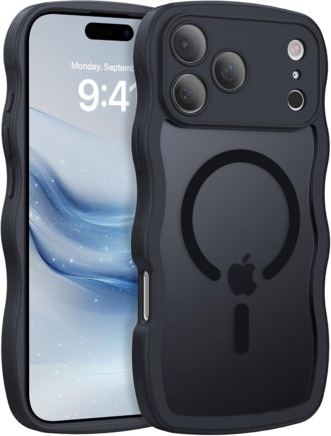 BENTOBEN Magnetic for iPhone 17 Pro Case, Cute Wavy Full Camera Protection [Compatible with MagSafe] Matte Anti-Slip Bumper Women Girls Boys Protective Cover for 17 Pro 6.3", Black - Image 9