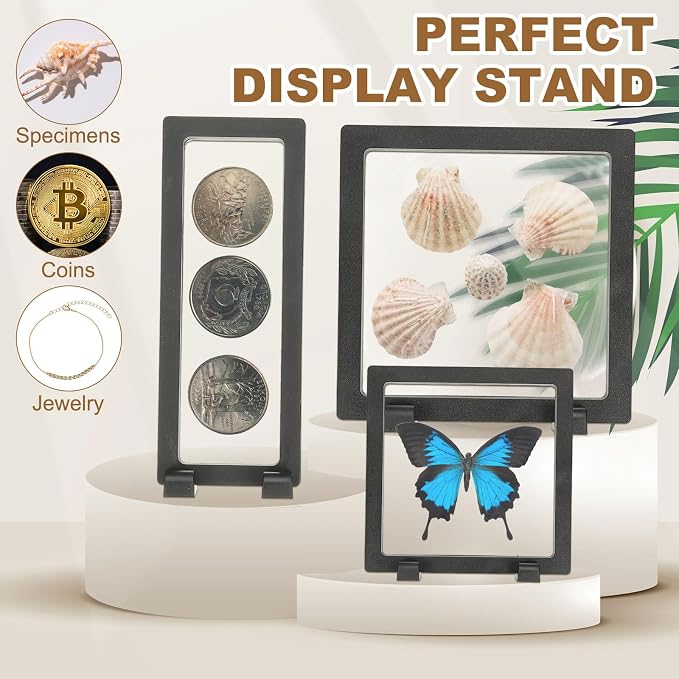 PATIKIL 2Pcs Floating Display Case, 7.1x0.2 Inch Necklace Display Case Stand Holder Frames Transparent Large Storage Box Long 3D for Necklace Bracelets Pendants Jewelry, Black - Image 6