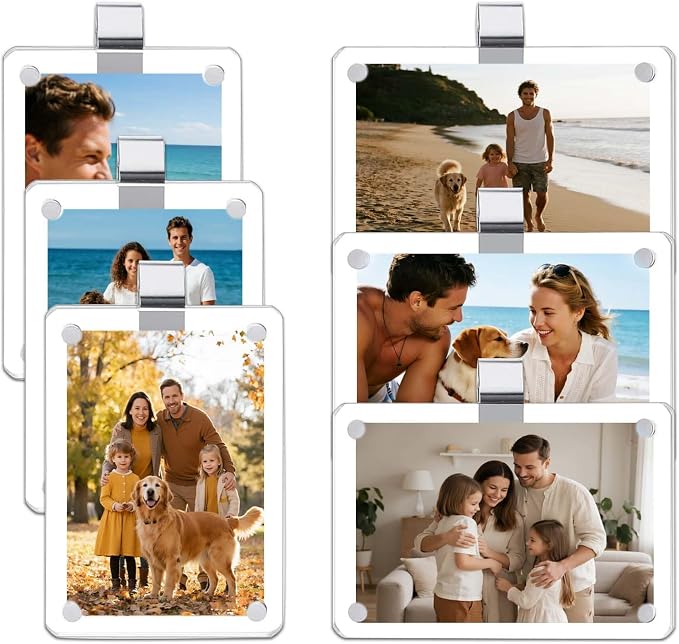 6 Pack Magnetic Car Visor Photo Holder – Personalized Acrylic Clip for Family, Pets, Travel Pictures – Easy Snap-On Car Accessory for Sun Visor (6 Pack, 2.4''x3.5'') by Unknown
