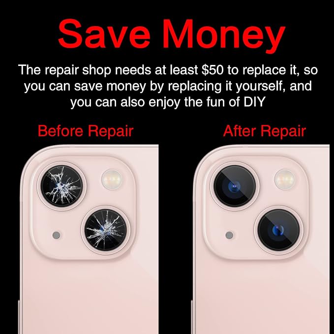 ASDAWN Back Rear Camera Lens Glass Replacement for iPhone 13 6.1 inch and 13 Mini 5.4 inch with Pre-Installed Adhesive, Back Lens Glass with Installation Manual + Repair Tool Set - Image 4