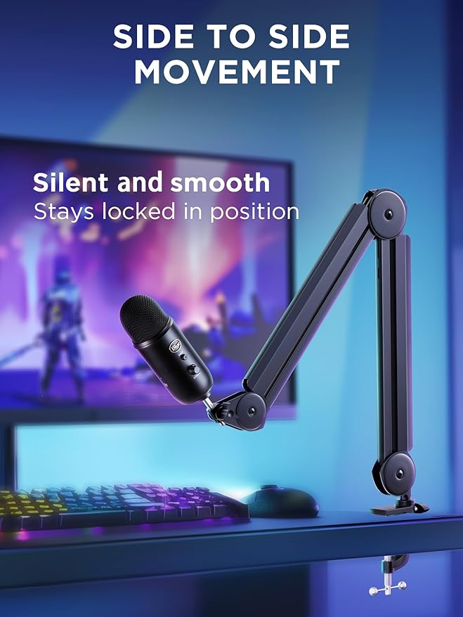 InnoGear Mic Arm Microphone Boom Arm Cable Management for Blue Yeti, Black | Desk Mount, for Shure Fifine, Professional Appearance, Extendable, Horizontal Reach 32.3", 3.5 lb Weight Capacity, Heavy-Duty - Image 4