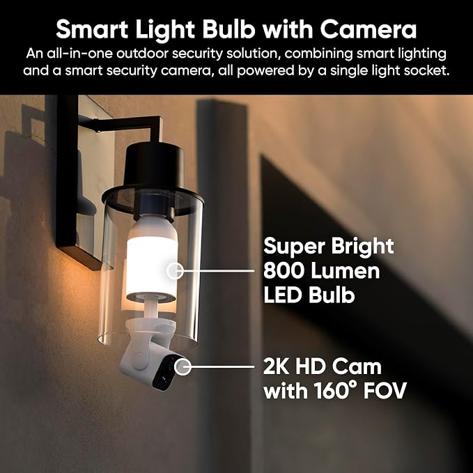 WYZE Bulb Cam - 2K HD Smart Light Bulb Security Camera with Color Night Vision, 800-Lumen Dimmable LED, 160° Wide View, Motion Detection & Siren, E26 Socket, Alexa/Google/IFTTT | Color Night Vision, 800-Lumen Dimmable LED, 160° Wide View, Motion Detect... - Image 6