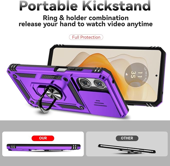 for Moto G 2026 /Moto G Play 2026 Case,with Screen Protector and Camera Cover,[Military Grade] 16ft.Drop Tested Cover with Magnetic Kickstand Protective Case for Motorola G 2026, Purple - Image 6