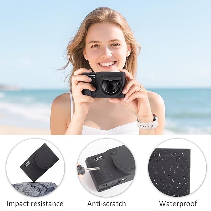MUZIRI KINOKOO Silicone Sleeve Compatible for Panasonic Lumix ZS99 Camera - Soft Protective Cover for DC-ZS99/TZ99 Digital Camera with Removable Lens Cover - Anti-Slip & Anti-Scratch - Black - Image 6