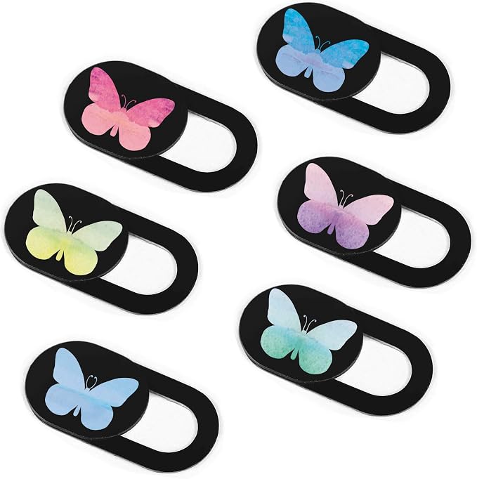 Webcam Cover Slide Ultra Thin Laptop Camera Privacy, 6 Butterfly | 6 Packs Buterfly, Ultra thin camera cover fit for Cell phone desktop tablet PC, front camera blocks webcam to protect privacy by IMNEXT2U