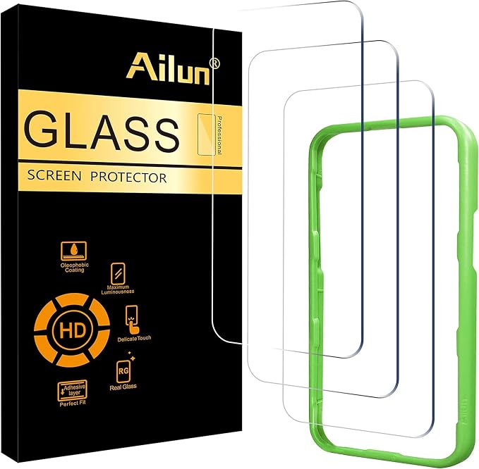 Ailun 3 Pack Screen Protector for iPhone 17 / iPhone 16 Pro, Tempered Glass | 6.3 inch,Installation Frame, Dynamic Island Compatible, Case Friendly by Ailun
