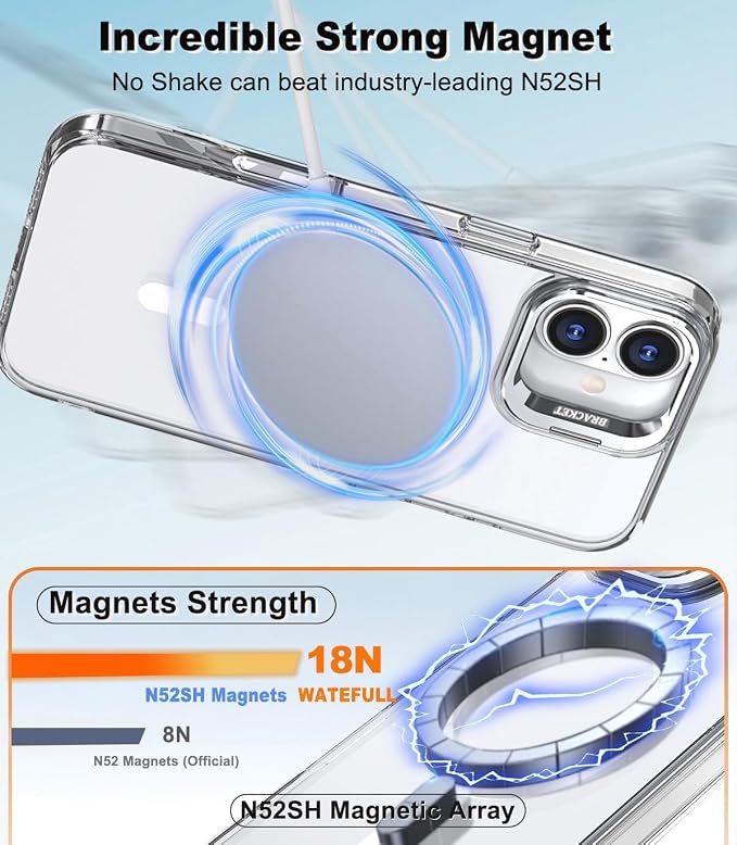 for iPhone 17 Case Clear,Magnetic iPhone17 Case with Screen Protector [Compatible with MagSafe], Shockproof TPU Cover for iPhone Case 17 Built-in Stash Stand - Image 2