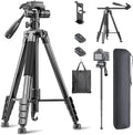 CAMBOFOTO 73" Camera Tripod and Monopod with Horizontal Central Axis | Aluminum Tripod with Sandbag/Phone Holder/Travel Bag, for DSLR/Camcorder/GoPro by CAMBOFOTO