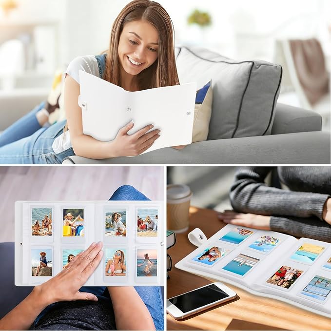 Ruibytree 320-Pocket PU Leather Photo Album for Instax Mini Camera, White | Gift-Ready Packaging, PU Leather Cover, Acid-Free Pages, Side-Loading Clear Pockets, Durable Binding, Easy Photo Viewing - Image 6