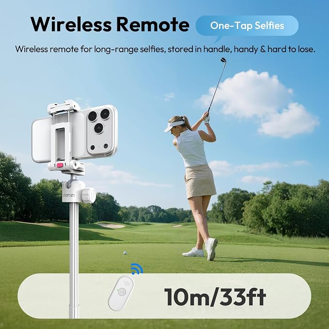 ULANZI MT-44B Phone Tripod, 59'' Auto Open Phone Stand Dual Camera Set up | 360° Ball Head, Extendable Selfie Stick w Cold Shoe, Stable Four-Leg for Filming Vlog Travel, Family Gatherings White - Image 6